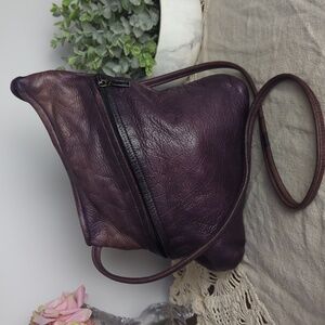 Vintage Plum Brown Leather Crossbody Bag Thomas Leathers Handmade Purse